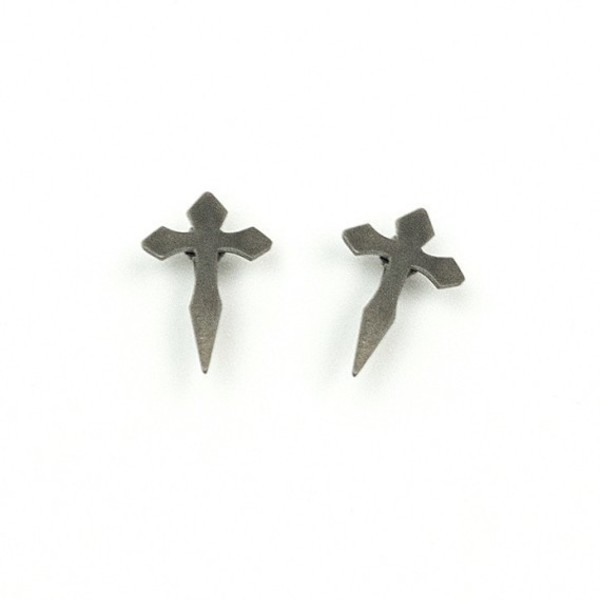 Cross Earrings in Black - chic, handmade, design, μοναδικό, μοντέρνο, ασήμι 925, σταυρός, χειροποίητα