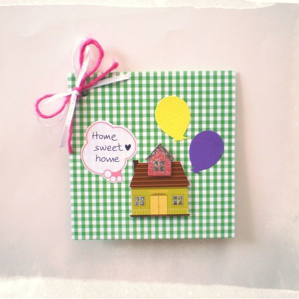 Home Sweet Home Greeting card - κορδέλα, χαρτί, χειροποίητα - 2