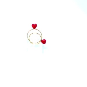 Be mine - δαχτυλίδι με κόκκινη καρδιά - fashion, επιχρυσωμένα, καρδιά, romantic, minimal, μικρά, σταθερά, δώρα αγίου βαλεντίνου - 2