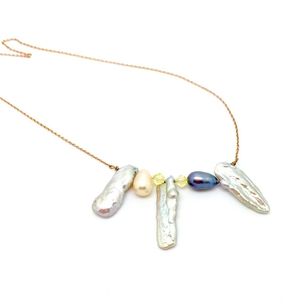 Pearl - διαχρονικό κολιέ από φυσικές πέτρες - statement, αλυσίδες, chic, fashion, μαργαριτάρι, μαργαριτάρι, επιχρυσωμένα, κρύσταλλα, κρύσταλλα, κρεμαστά - 2