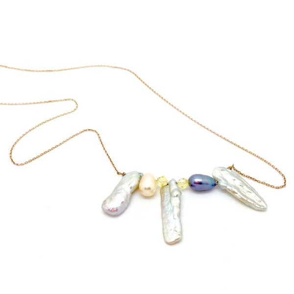 Pearl - διαχρονικό κολιέ από φυσικές πέτρες - statement, αλυσίδες, chic, fashion, μαργαριτάρι, μαργαριτάρι, επιχρυσωμένα, κρύσταλλα, κρύσταλλα, κρεμαστά