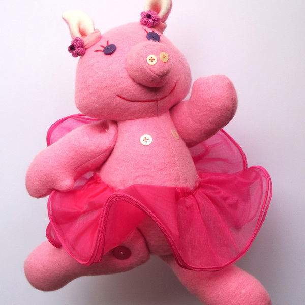 Piggy η μπαλαρίνα, χειροποίητη υφασμάτινη κούκλα - ύφασμα, handmade, μπαλαρίνα, πρωτότυπο, χειροποίητα, δωμάτιο, λούτρινα, κουκλίτσα, παιδί, για παιδιά