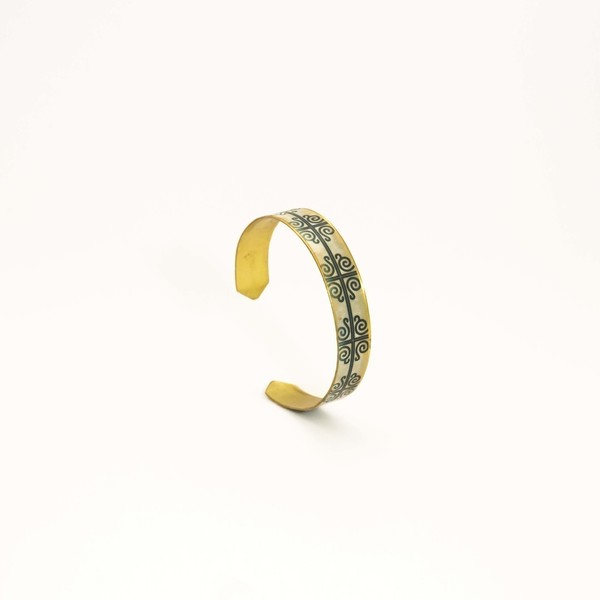 Barcelona collection bracelet, Χειροποιήτο βραχιόλι απο ορείχαλκο επιχρυσωμένο με πολύχρωμα μοτίβα από βαρκελωνέζικα πλακάκια - handmade, fashion, επιχρυσωμένα, ορείχαλκος, σμάλτος, χειροποίητα - 2