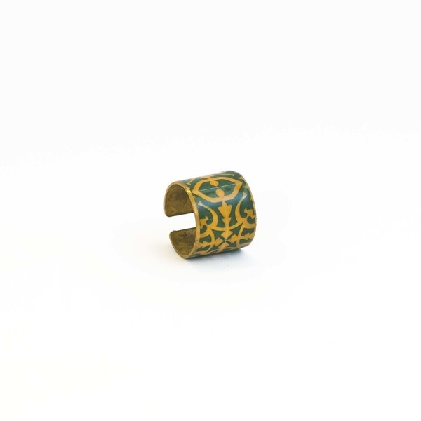 Barcelona collection ring, δαχτυλίδι απο ορείχαλκο επιχρυσωμένο με πολύχρωμα μοτίβα από βαρκελωνέζικα πλακάκια - handmade, fashion, επιχρυσωμένα, ορείχαλκος, σμάλτος, χειροποίητα, ethnic - 2