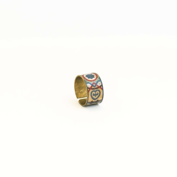 Barcelona collection ring, δαχτυλίδι απο ορείχαλκο επιχρυσωμένο με πολύχρωμα μοτίβα από βαρκελωνέζικα πλακάκια - handmade, fashion, επιχρυσωμένα, ορείχαλκος, σμάλτος, χειροποίητα, ethnic - 2