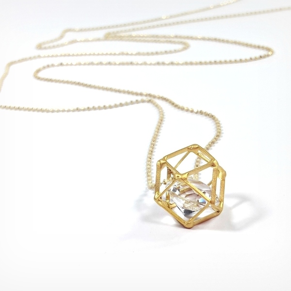 Diamond in a Cube - ημιπολύτιμες πέτρες, chic, handmade, fashion, καλοκαιρινό, charms, ιδιαίτερο, μοναδικό, μοντέρνο, επιχρυσωμένα, ορείχαλκος, κρύσταλλα, μακρύ, γεωμετρικά σχέδια, χειροποίητα, μακριά
