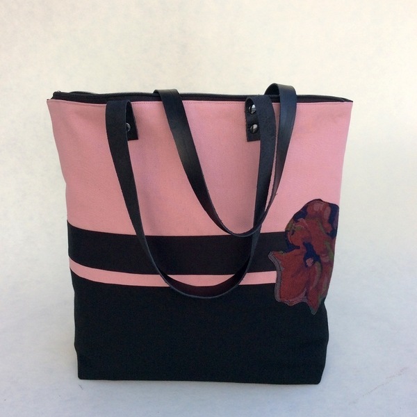 Rose Garden Tote Bag - δέρμα, ύφασμα