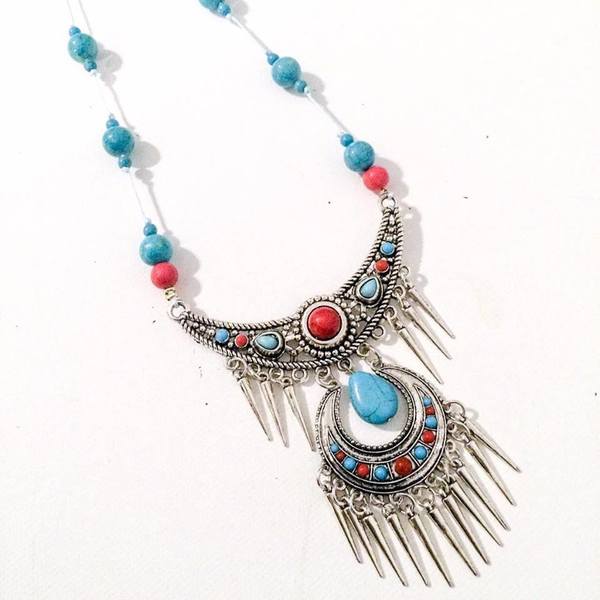 Bohemian statement necklace. - μακρύ, boho, ροζάριο, ethnic