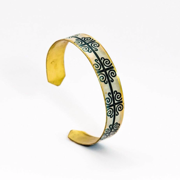 Barcelona collection bracelet, Χειροποιήτο βραχιόλι απο ορείχαλκο επιχρυσωμένο με πολύχρωμα μοτίβα από βαρκελωνέζικα πλακάκια - handmade, fashion, επιχρυσωμένα, ορείχαλκος, σμάλτος, χειροποίητα