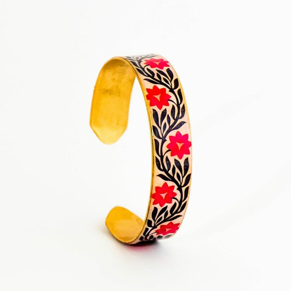 Barcelona collection bracelet, Χειροποιήτο βραχιόλι απο ορείχαλκο επιχρυσωμένο με πολύχρωμα μοτίβα από βαρκελωνέζικα πλακάκια - handmade, fashion, επιχρυσωμένα, ορείχαλκος, σμάλτος, χειροποίητα, ethnic