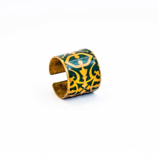 Barcelona collection ring, δαχτυλίδι απο ορείχαλκο επιχρυσωμένο με πολύχρωμα μοτίβα από βαρκελωνέζικα πλακάκια - handmade, fashion, επιχρυσωμένα, ορείχαλκος, σμάλτος, χειροποίητα, ethnic