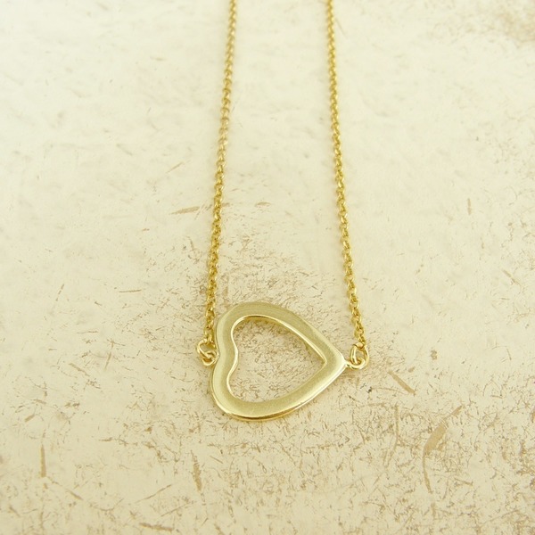 Xoutou's Silver Line Pendant Heart - γυναικεία, επιχρυσωμένα, ασήμι 925, μακρύ, καρδιά, κοντά, κρεμαστά - 4