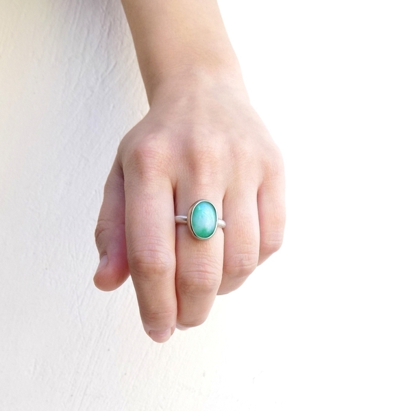 Verde ring | δαχτυλίδι από αλπακά/ασήμι και ημιπολύτιμο λίθο αβεντουρίνη - ημιπολύτιμες πέτρες, handmade, καλοκαιρινό, μοναδικό, ασήμι 925, ανοιξιάτικο, αλπακάς, χειροποίητα, boho, ethnic - 5