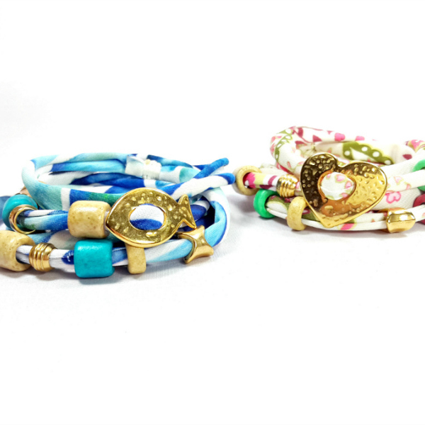 Colorful lycra bracelet-necklace! - ύφασμα, ύφασμα, chic, πολύχρωμο, fashion, ελαστικό, καλοκαιρινό, charms, μοναδικό, μοντέρνο, γυναικεία, επιχρυσωμένα, επιχρυσωμένα, χάντρες, φλοράλ