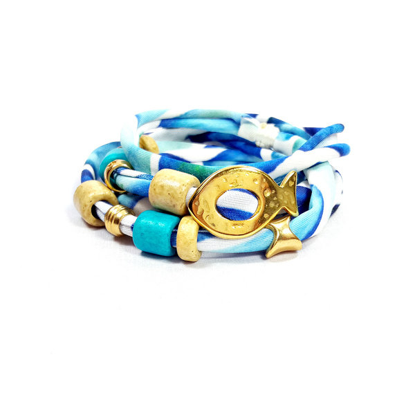 Colorful lycra bracelet-necklace! - ύφασμα, ύφασμα, chic, πολύχρωμο, fashion, ελαστικό, καλοκαιρινό, charms, μοναδικό, μοντέρνο, γυναικεία, επιχρυσωμένα, επιχρυσωμένα, χάντρες, φλοράλ - 3