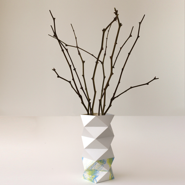 origami χάρτινο μεταξοτυπημένο βάζο - διακοσμητικό, χαρτί, βάζα & μπολ, διακόσμηση, γεωμετρικά σχέδια