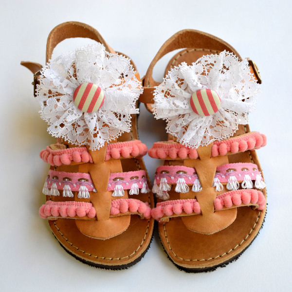 Handmade baby sandals candy - κορδέλα, δαντέλα, καλοκαιρινό, σανδάλι, χειροποίητα, για παιδιά