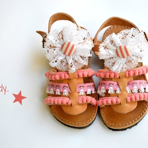 Handmade baby sandals candy - κορδέλα, δαντέλα, καλοκαιρινό, σανδάλι, χειροποίητα, για παιδιά - 2