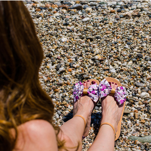#Dreamland Beach# Sandals - δέρμα, φιόγκος, chic, καλοκαιρινό, μοντέρνο, σανδάλι, χειροποίητα, φλοράλ, romantic, φλατ - 2
