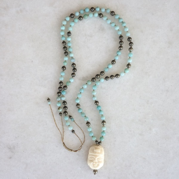 Buddha Amazonite necklace - ημιπολύτιμες πέτρες, handmade, καλοκαιρινό, μοναδικό, χειροποίητα, boho - 2