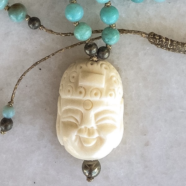 Buddha Amazonite necklace - ημιπολύτιμες πέτρες, handmade, καλοκαιρινό, μοναδικό, χειροποίητα, boho - 3
