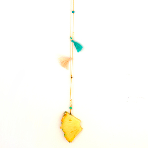 Pineapple Necklace - ημιπολύτιμες πέτρες, νήμα, μακρύ, με φούντες, μακριά, φθηνά