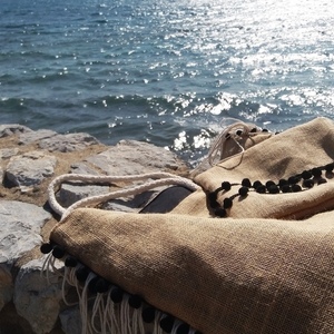 Tσάντα θαλάσσης με κρόσσια - ώμου, customized, χειροποίητα, μεγάλες, boho, κρόσσια, θαλάσσης, φθηνές - 4