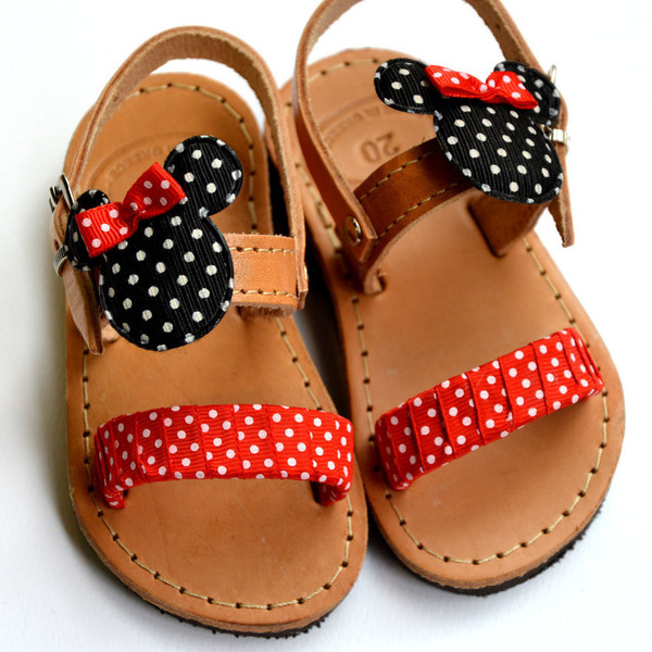Handmade baby sandal Minnie - κορδέλα, καλοκαιρινό, σανδάλια, χειροποίητα, για παιδιά - 2