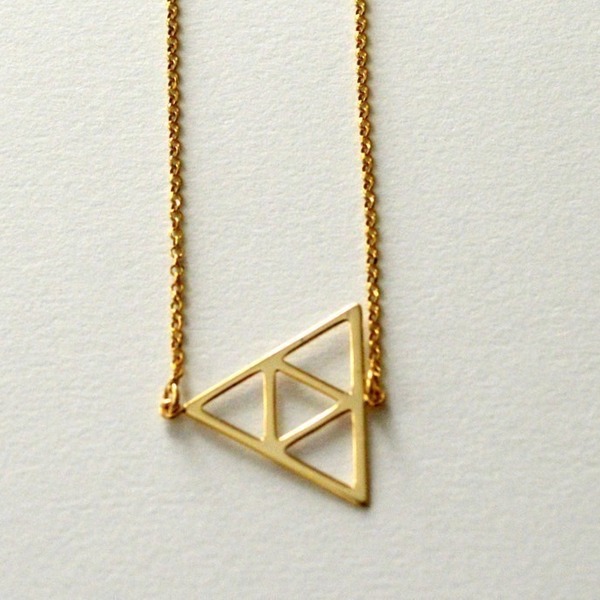 Xoutou's Silver Line Pendant Triangle - αλυσίδες, επιχρυσωμένα, ασήμι 925, μακρύ, αδιάβροχο, κολιέ, γεωμετρικά σχέδια, αξεσουάρ, must αξεσουάρ, κοντά, κρεμαστά