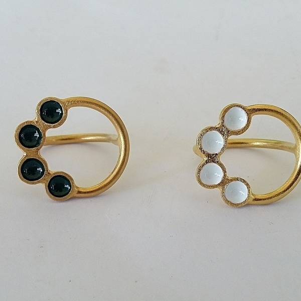 Eclipse ring-Επιχρυσωμένο Δαχτυλίδι Από Ασήμι 925 με Σμάλτο - χρωματιστό, επιχρυσωμένα, ασήμι 925, σμάλτος, γεωμετρικά σχέδια, χειροποίητα, minimal, βεράκια, μεγάλα - 3