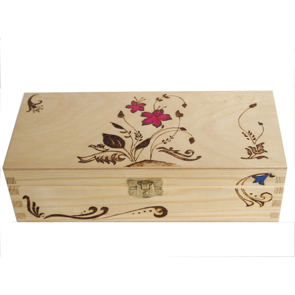 Ξύλινο κουτί - λουλούδια - ξύλο, μοναδικό, δώρο, κουτί, χειροποίητα, φελλός