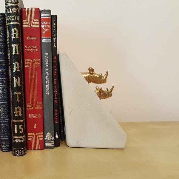Βιβλιοστάτης copper - Rhino - handmade, διακοσμητικό, design, ιδιαίτερο, μοναδικό, δώρο, σπίτι, διακόσμηση, decor, τσιμέντο, χειροποίητα, δώρα γάμου - 2