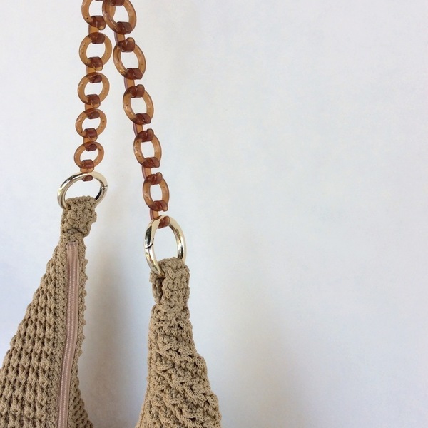 Καλοκαιρινή Κροσέ Τσάντα - crochet, κορδόνια - 2