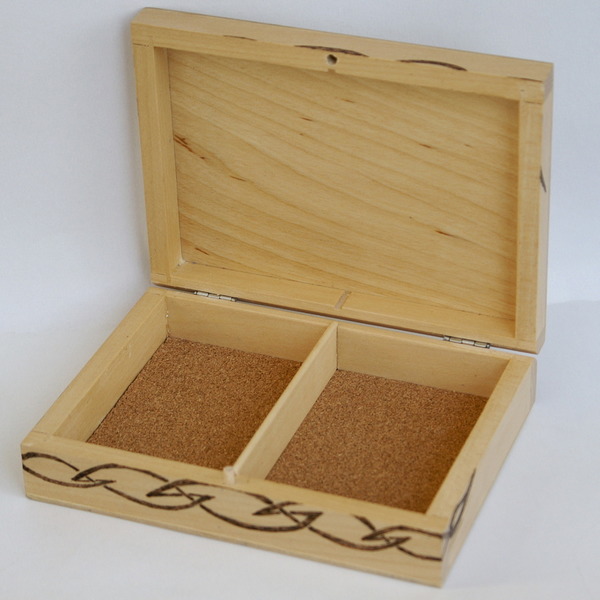 Ξύλινο κουτί για δύο τράπουλες - ξύλο, δώρο, κουτί, χειροποίητα, φελλός - 2