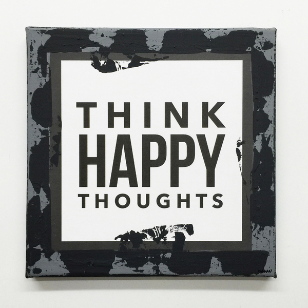 Think happy thoughts - handmade, διακοσμητικό, πίνακες & κάδρα, καμβάς, χαρτί, επιτοίχιο, δώρο, σπίτι, ακρυλικό, χειροποίητα