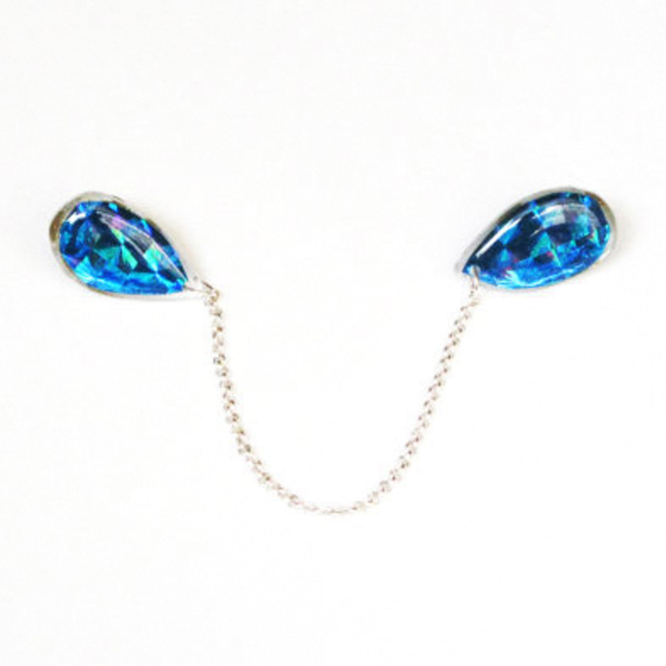 Μπλε Collar Pins - αλυσίδες, γυαλί, επάργυρα, plexi glass