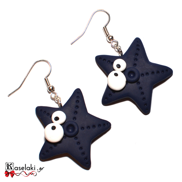 Starfish earrings - καλοκαιρινό, καλοκαίρι, αστέρι, πηλός - 3
