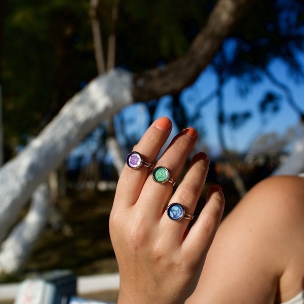 Μικρο δαχτυλίδι επάργυρο ''Tiny colors'' - handmade, χρωματιστό, γυναικεία, επάργυρα, κορίτσι, ακρυλικό, μέταλλο, χειροποίητα - 2