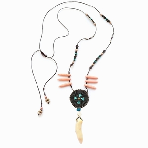 Cherokee necklace v.2, μακραμε Boho κολιέ με χαολιτη - ημιπολύτιμες πέτρες, fashion, κερωμένα κορδόνια, γυναικεία, καλοκαίρι, χαολίτης, μακρύ, αιματίτης, μακραμέ, χειροποίητα, χάντρες, μακριά, boho, ethnic - 2