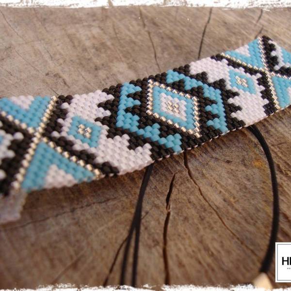 Tribal Boho Bracelet, ;έθνικ βραχιόλι ραμμένο στο χέρι με χάντρες Miyuki Delica 11/0 - chic, fashion, μοναδικό, δώρο, πρωτότυπο, κορδόνια, χειροποίητα, χάντρες, boho, ethnic - 2