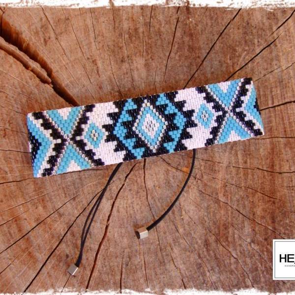 Tribal Boho Bracelet, ;έθνικ βραχιόλι ραμμένο στο χέρι με χάντρες Miyuki Delica 11/0 - chic, fashion, μοναδικό, δώρο, πρωτότυπο, κορδόνια, χειροποίητα, χάντρες, boho, ethnic - 3