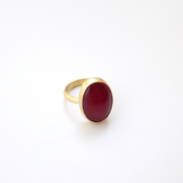 Roja | one of a kind | δαχτυλίδι από επιχρυσωμένο μπρούτζο και κόκκινη πέτρα αχάτη - ημιπολύτιμες πέτρες, handmade, μοναδικό, γυναικεία, χειροποίητα, boho, ethnic, μπρούντζος, αυξομειούμενα - 2