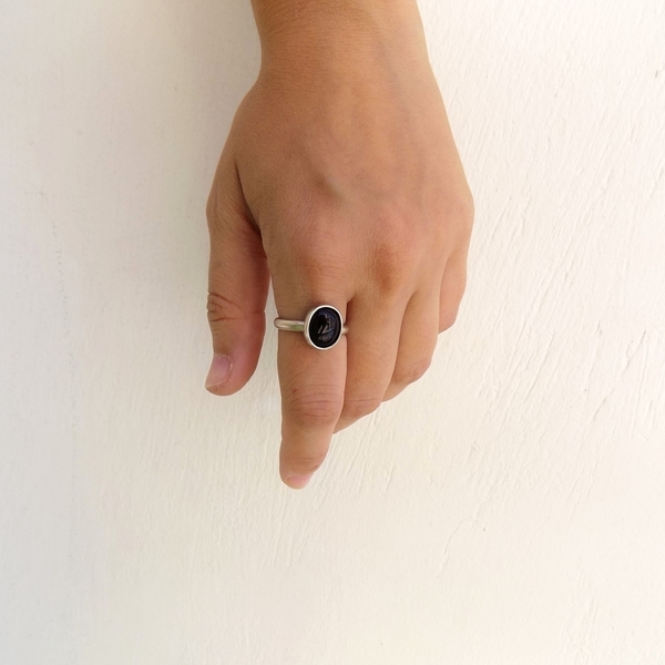 Fuerza | δαχτυλίδι από αλπακά και μαύρη ημιπολύτιμη πέτρα όνυχα - ημιπολύτιμες πέτρες, handmade, γυναικεία, αλπακάς, όνυχας, χειροποίητα, boho, ethnic - 3
