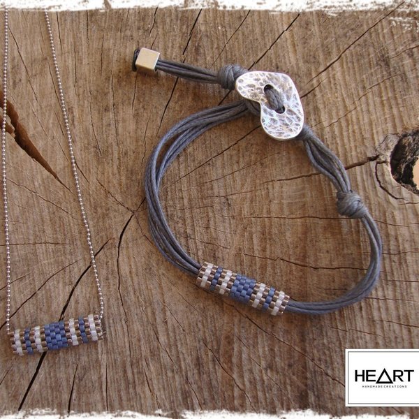 Blue Denim tube necklace, κολιέ με χάντρες - αλυσίδες, chic, handmade, μοναδικό, μοντέρνο, γυναικεία, δώρο, κορδόνια, χειροποίητα, χάντρες - 3
