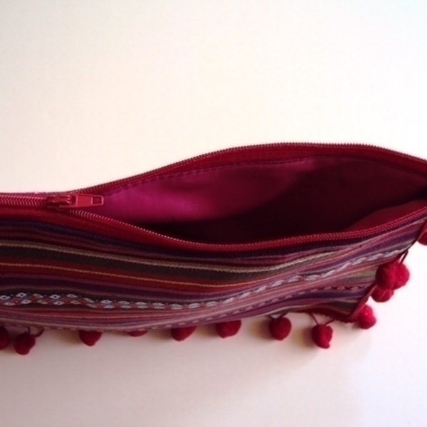 Boho bag red - ύφασμα, σατέν, τσάντα, boho - 2