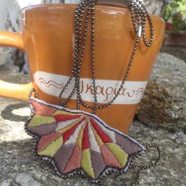 Embroidered Necklace Starfish - βαμβάκι, αλυσίδες, πολύχρωμο, γυναικεία, καλοκαίρι, επιχρυσωμένα, ορείχαλκος, κορδόνια - 2