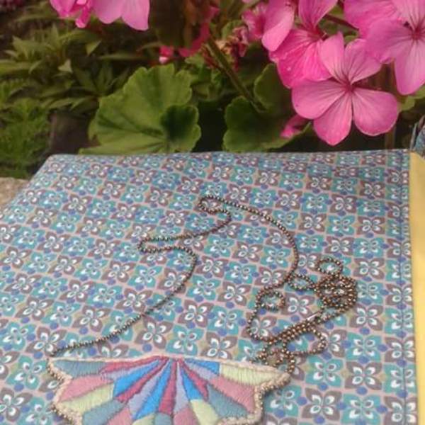 Embroidered Necklace Starfish - βαμβάκι, αλυσίδες, πολύχρωμο, γυναικεία, καλοκαίρι, επιχρυσωμένα, ορείχαλκος, κορδόνια - 3