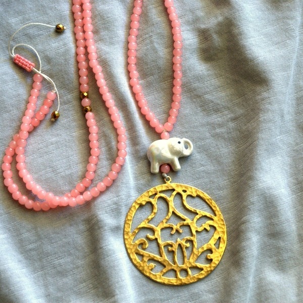 Long boho charm necklace - γυαλί, αιματίτης, κορδόνια, χειροποίητα, boho, μπρούντζος - 3