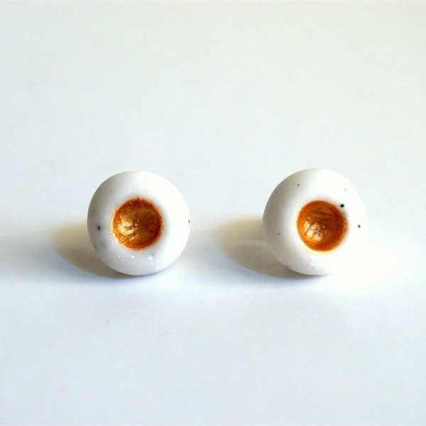 Polymer clay earrings with golden detail - chic, πηλός, χειροποίητα, φθηνά
