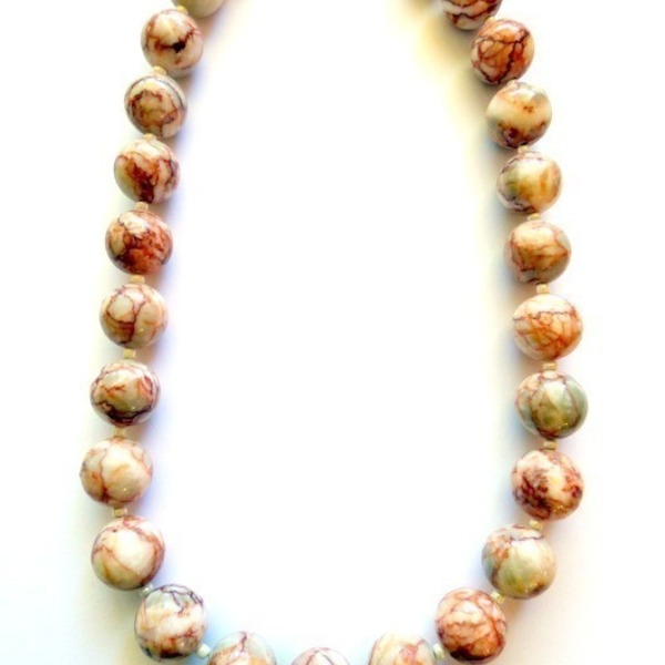 Marble Agate - ημιπολύτιμες πέτρες, αχάτης, chic, κλασσικό, ασήμι 925, κολιέ, χειροποίητα, χάντρες - 2